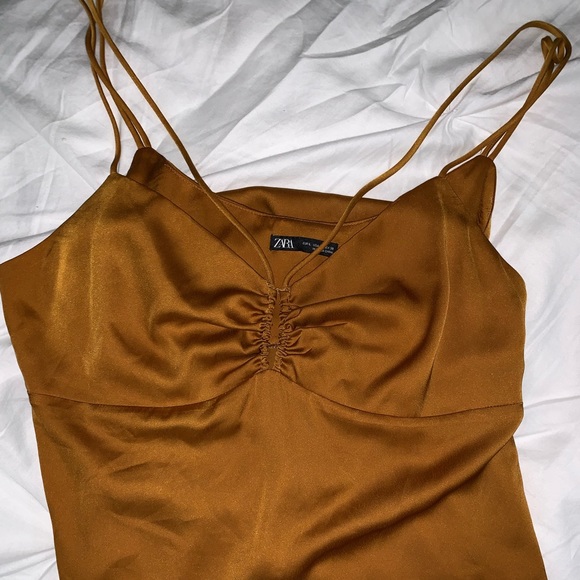 Zara gold silky midi dress - Picture 4 of 6